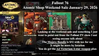 Fallout 76 Atomic Shop Weekend Sale January 29, 2026