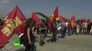 &lsquo;NATO killers go home&rsquo;: Protest against Akrotiri airbase in Cyprus following Syria strikes