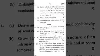 MDU, B.Tech (CSE)  Semiconductor Physics 1st year Question paper July 2022
