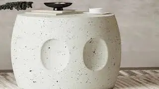 Unique Lightweight Concrete Side Table Decorative Garden Stool Faux Terrazzo Accent Table Small Coff