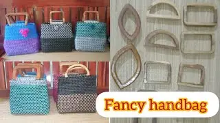 Fancy handbag with wooden handle 