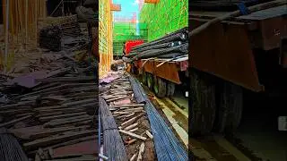 🚧 Heavy Rebar Unloading &ndash; Tough Construction Work! #smartwork #satisfying #rebarwork #shortvideo