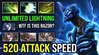 WTF 520 ATTACK SPEED 1v5 Full Agility Unlimited Eye of Storm Lightning Right Click Razor Dota 2
