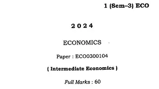  FYUGP BA 3rd Sem ECONOMICS (Major/Minor) ECO0300104 Question paper 2024 Guwahati University#shorts 