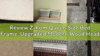 Review Z-hom Queen Size Bed Frame, Upgraded Modern Wood Headboard & Footboard, Heavy Duty Metal Stur
