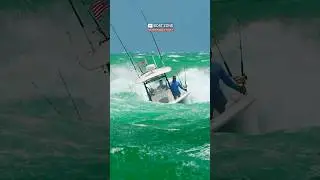Small Boat CAUGHT in Rough Waves !! Boat Zone