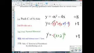 Vertex Form from standard Step by Step