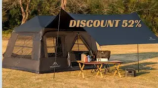 MOUNTAINHIKER Outdoor Camping 2-5 Person Waterproof Family Awning Beach Tent Quick Open Fishing Tent