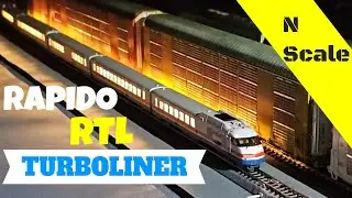 Набор Rapido Amtrak RTL Turboliner в масштабе N от Rapido | Микропоезд с подсветкой DCC для моделирования железных дорог