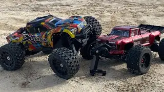 New Traxxas Xmaxx 8S VS Arrma Outcast 8S construction site bash! M2C Hobbywing Proline VITAVON
