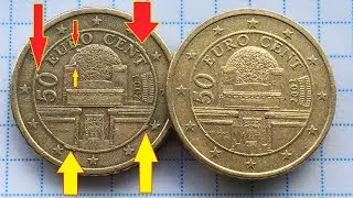 50 cent Austria 2003 R Price, Value? DEFECT Брак дефект евро монеты 0,5 &euro; 2002