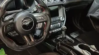Mach 1 gets carbon fiber steering wheel! #cars #youtuber #youtubeshorts #fordmustang #ford #vlog
