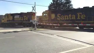 BNSF 200 Sac Local With Triple Header Almost Hits Cyclist, Fruitridge Road Railroad Crossing Sacr...