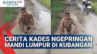 Protes Jalan Rusak Kepala Desa Ngepringan Sragen Nekat Mandi Lumpur di Kubangan Jalan