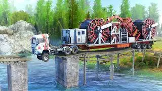 EXTREME Heavy Truck Transport Crosses Broken Bridge