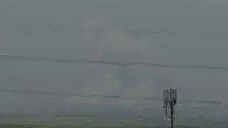 Smoke seen rising over Gaza Skyline seen from Israel