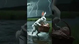 Rabbit SAVES Baby From Floating Water #shorts #kidsshorts #rabbit # Ai #Aianimation #animals #baby