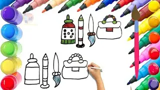 How To Draw cute Bag & Cosmetics Drawing, Painting & Coloring For Kids and Toddlers_ Child Art 🐋🌈🎨