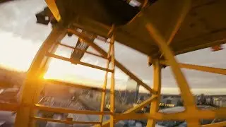 Sunset Crane Climb Over Alexanderplatz (Berlin)