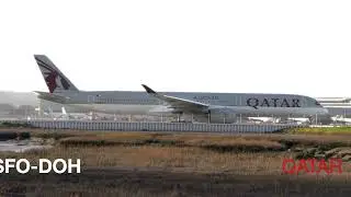 QATAR Airbus A 350 departs San Francisco for Doha