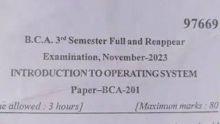 MDU BCA 3rd semester |  INTRO TO OPERATING SYSTEM 2ND YEAR PAPER 2023 November 👍 @vickygupta99