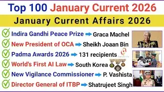 January 2026 Current Affairs | Top 100 MCQs | Monthly Current Affairs Quiz | GK Questions