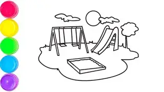 Park drawing | how to draw park | Park drawing for kids | Park playground drawing easy