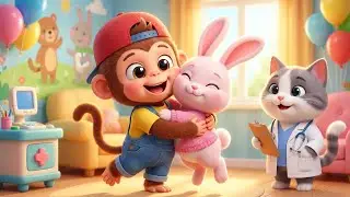 Funny Monkey Helps Sick Rabbit 🐒🐰 | 3D Cartoon Hospital Adventure for Kids