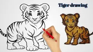 Easy Drawing tiger Step by Step #Tiger_Drawing #Drawing lion #Tiger_lion_draw
