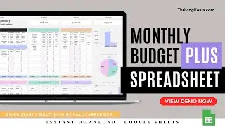 MONTHLY BUDGET TEMPLATE for Google Sheets || Budget Planner Spreadsheet