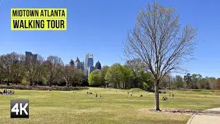 4K Walk - MIDTOWN ATLANTA, Georgia USA with beautiful hip hop music | Piedmont park #4k