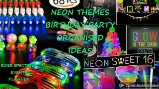Neon dark and glow theam Birthday party arrangements and decor ideas