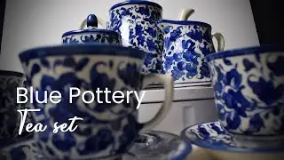 Blue pottery Tea Set