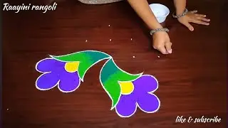 Beautiful flower rangoli designs 5×1 dots🪷Pongal rangolis🪷small bird rangoli design🪷easy muggulu