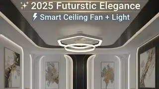 2025 Futuristic Elegance: Smart Square Bladeless Ceiling Fan & Chandelier Light 
