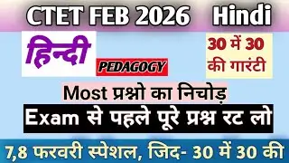 Hindi pedagogy Most MCQ| CTET2026 Hindi pedagogy Marathon Class, Hindi grammar MCQ  #hindipedagogy 