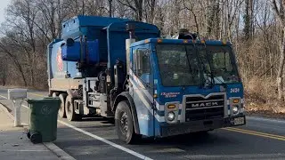 Beat up Republic Services Mack LEU Labrie Expert on post Christmas recycle 