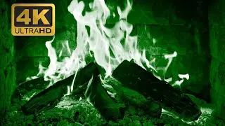 🔥 Beautiful GREEN FIREPLACE 4K! Magic Fireplace Burning with green flames (12 HOURS)