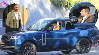 Ben Affleck A Neatly Dressed  Caught on Camera Exiting a Luxury SUV Parking Lot at His Office today