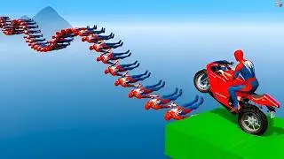 🦸🕷️سبايدر مان اصعب دراجة نارية فوق اسماك القرش - Superheroes Ride on Motorcycle Stunt Funny😜 Moments