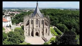 Drone View of St. Barbara's Church, Kutn&aacute; Hora | Roman Catholic Church