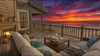 Relaxing Beach Home Sunset | Ocean Sounds for Sleep, Study & Meditation