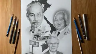 40 tiếng vẽ BÁC HỒ, Đại Tướng VÕ NGUYÊN GIÁP và TBT NGUYỄN PHÚ TRỌNG trên cùng một tờ giấy - Tô Lộc