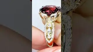 Botswana Neon Titanium Tourmaline Ring at 14.13 carats by Kat Florence #highendjewelry #designer