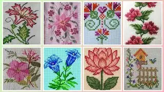 Вышивка крестом с цветочным узором. Ручная вышивка плотным хлопком / Красивая ручная вышивка крес...