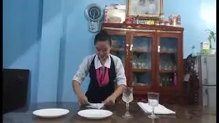 Table napkin folding with dance