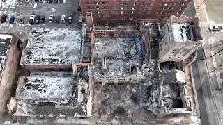 Drone View Of Abandoned City Methodist Church - Gary, Indiana