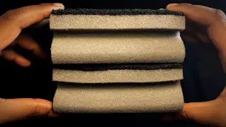 Dry crispy long kitchen sponges ripping 🖤 // ASMR SPONGE RIPPING