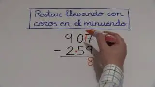 Restar llevando con cero en el minuendo (0 en el minuendo)