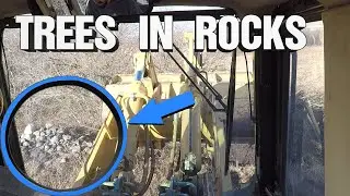 CAT 973C Pushing Bush Around A Slough
